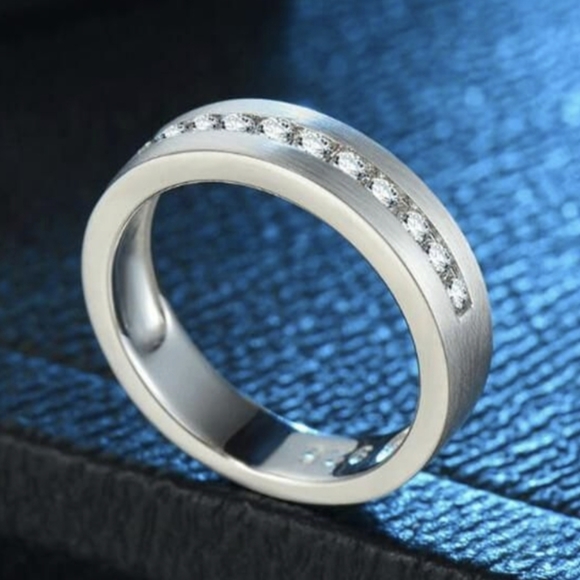 New Drawbench Design Titanium Steel Men's Ring. - Picture 5 of 6